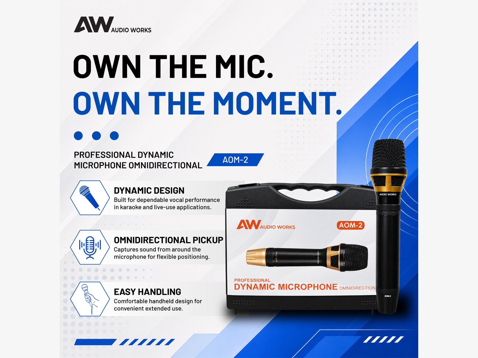 Audio Works AOM-2 omnidirectional dynamic microphone feature overview