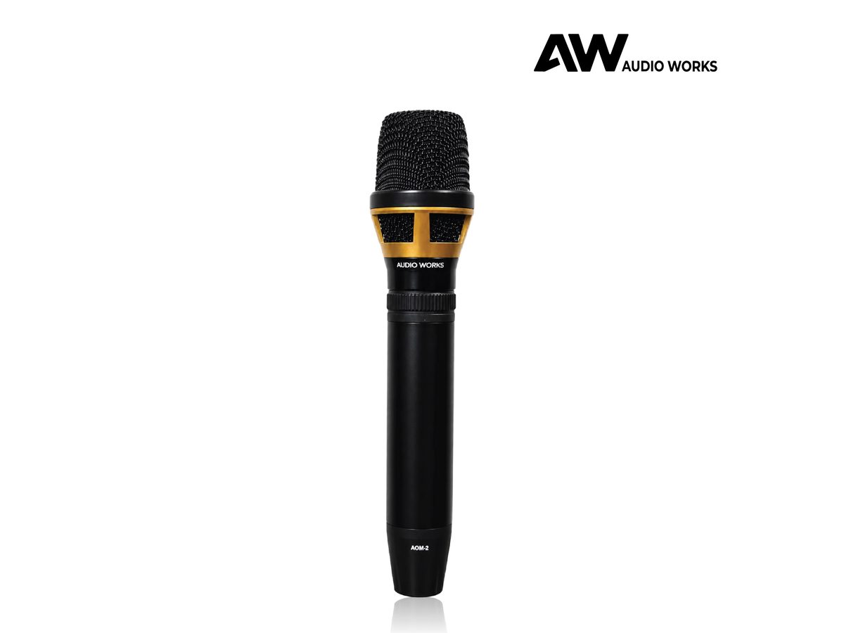 Audio Works AOM-2 dynamic microphone, front view