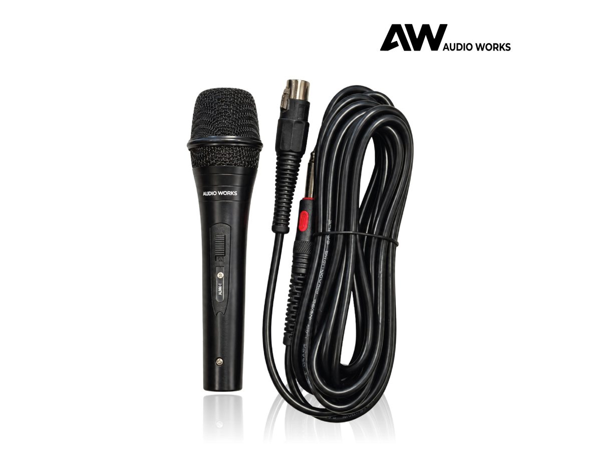 Audio Works AUM-1 microphone with its detachable cable coiled