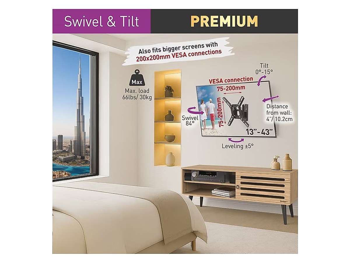 Barkan 2200 Swivel & Tilt TV Wall Mount