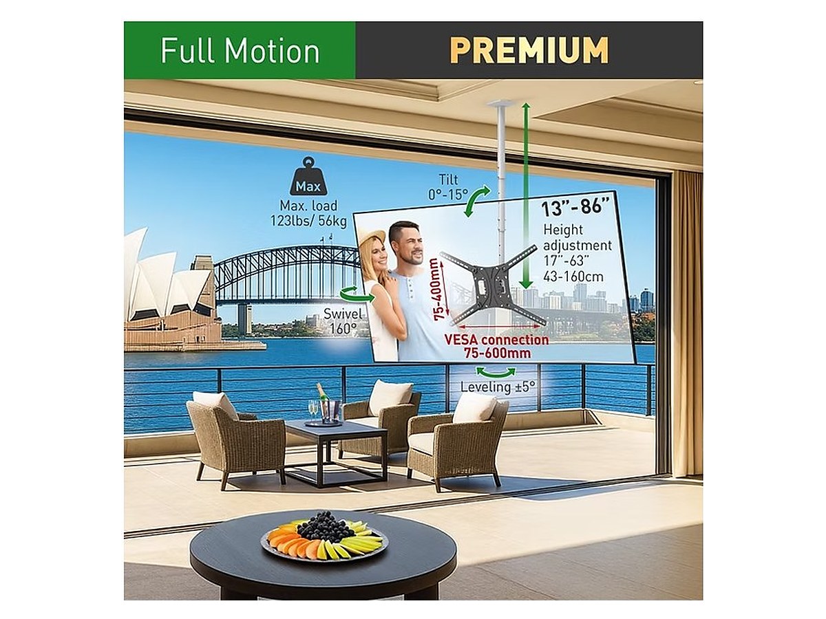 Barkan 4500L Full Motion Ceiling TV Mount