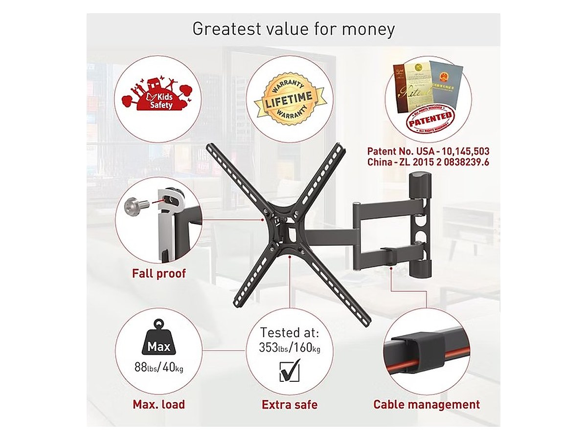 Barkan BM343 Full Motion TV Wall Mount, view 3