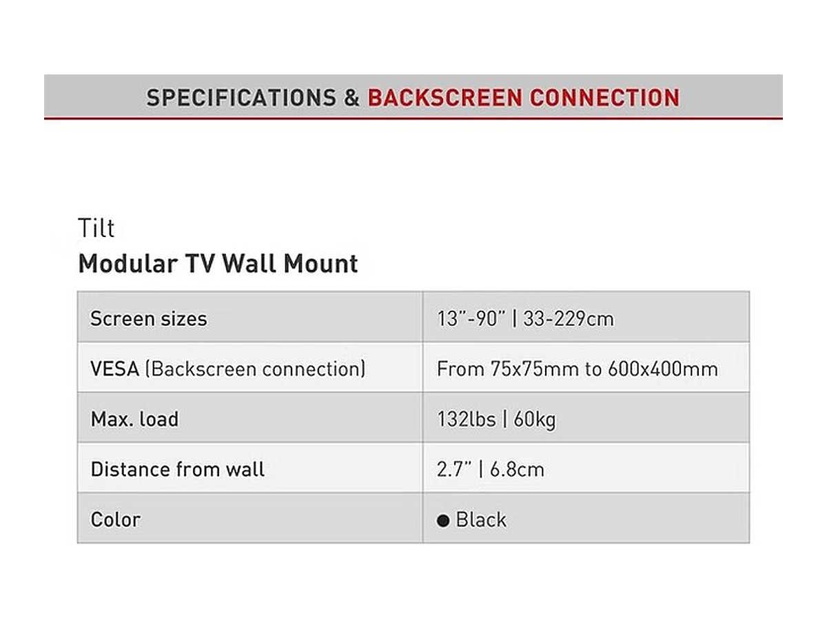 Barkan BM410T Tilt Adjustable-Width TV Wall Mount, view 3