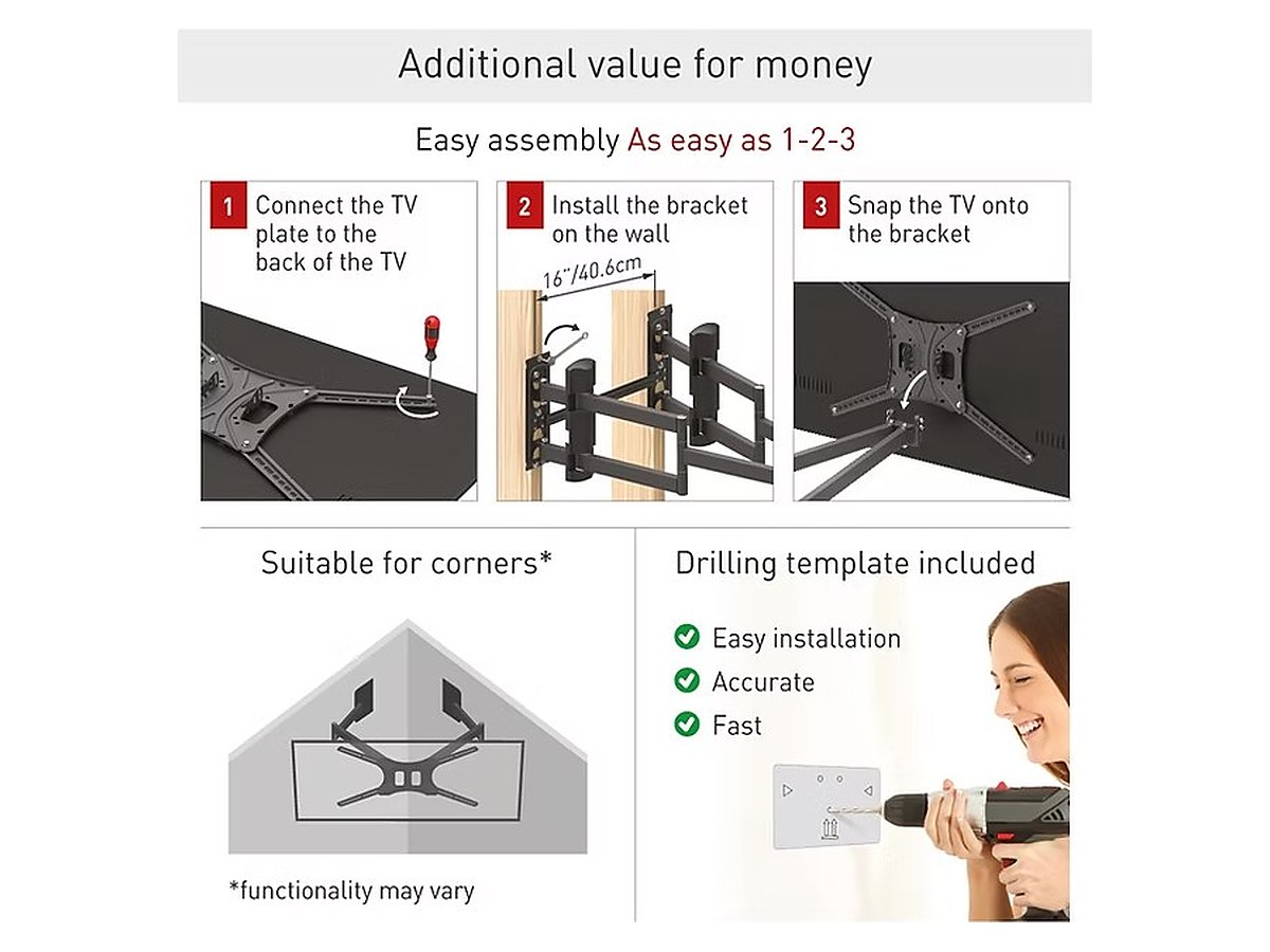 Barkan BM466XP Full Motion Extra Long TV Wall Mount, view 4