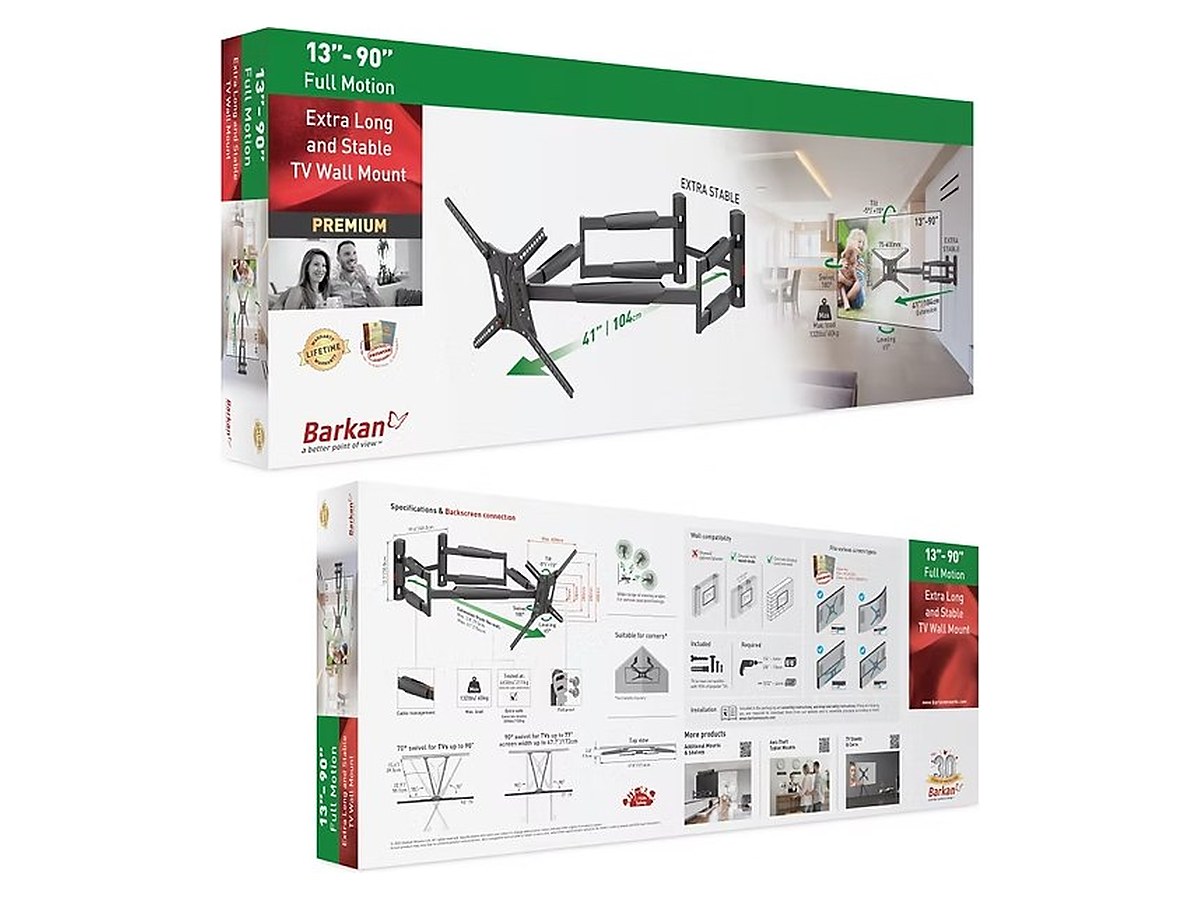 Barkan BM466XP Full Motion Extra Long TV Wall Mount, view 6