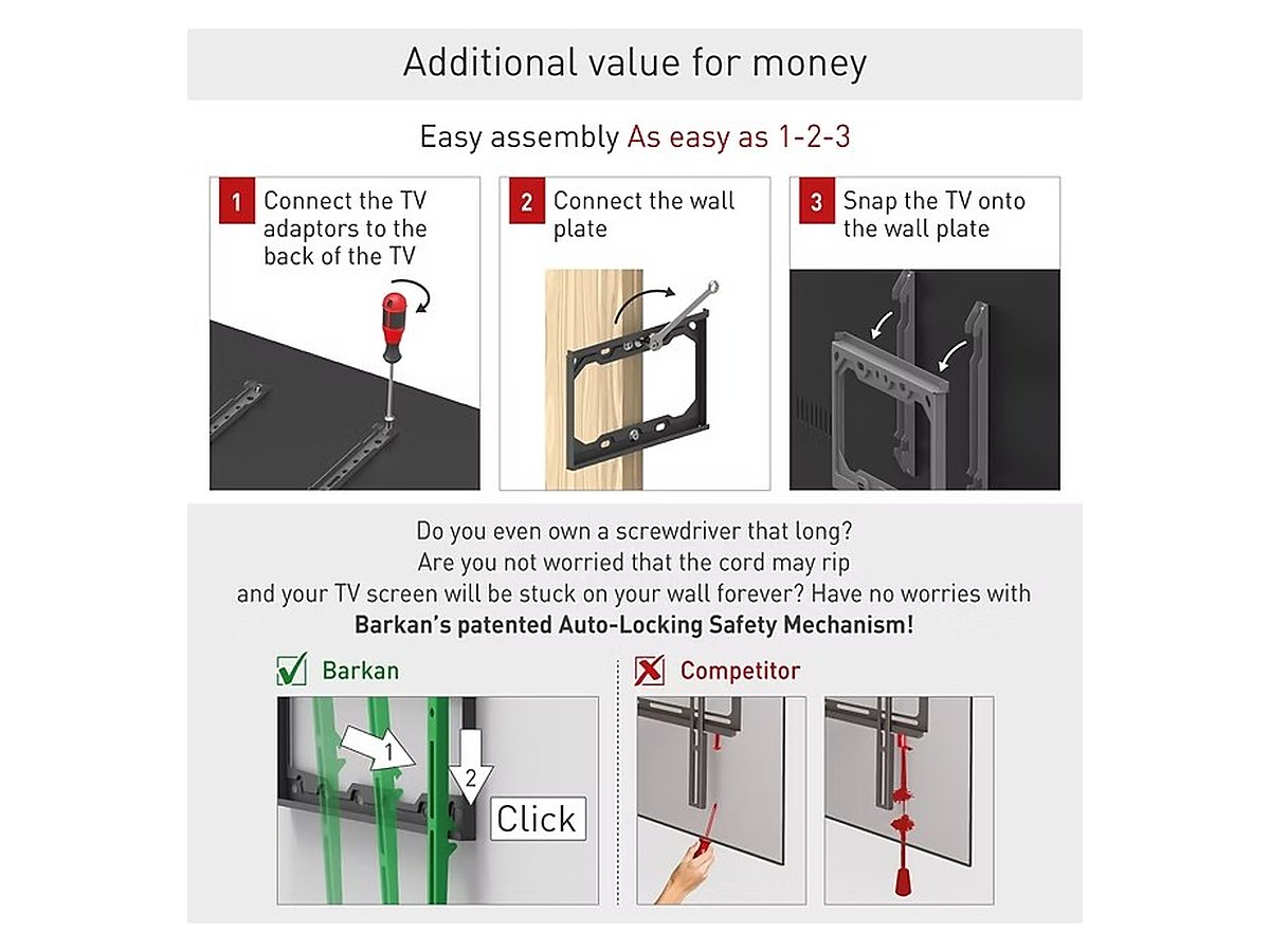 Barkan E202+ Fixed TV Wall Mount, view 4