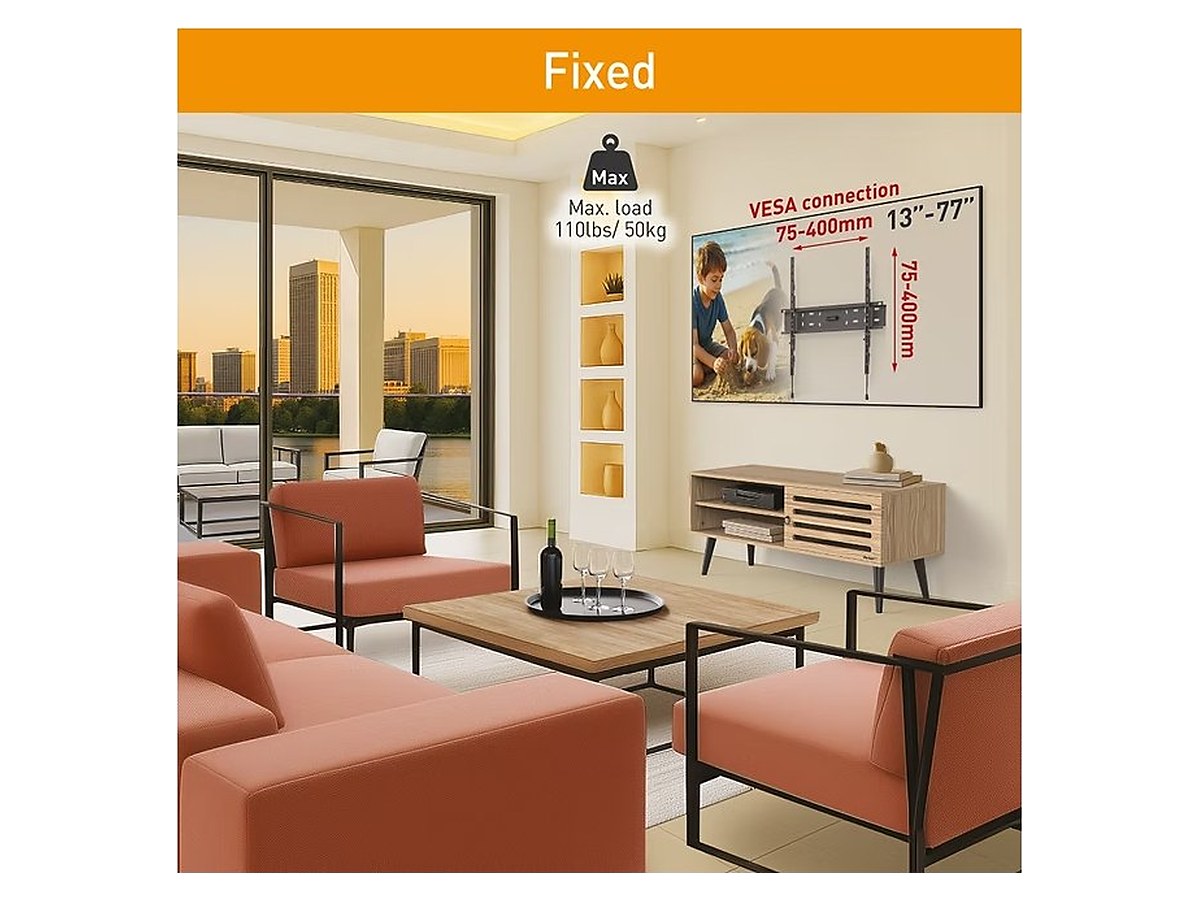 Barkan E30 Fixed Spring Lock TV Wall Mount