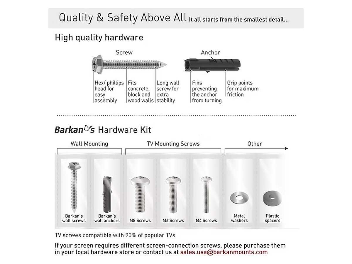 Barkan E30 Fixed Spring Lock TV Wall Mount, view 5