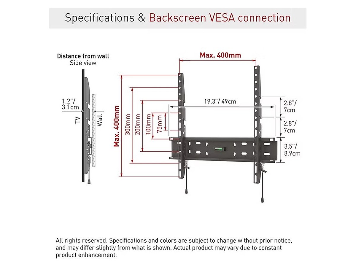 Barkan E30 Fixed Spring Lock TV Wall Mount, view 7