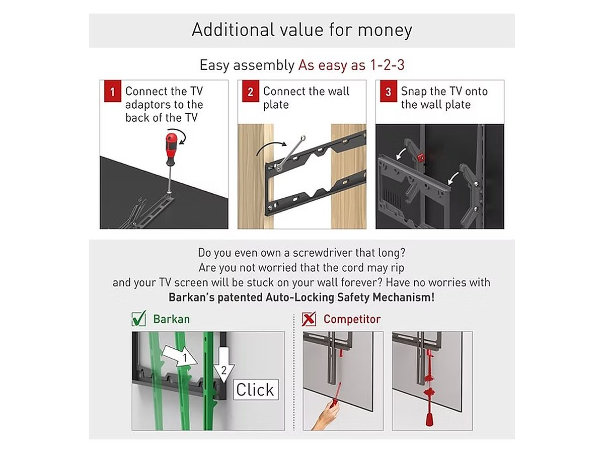 Barkan E310+ Tilt TV Wall Mount, view 4