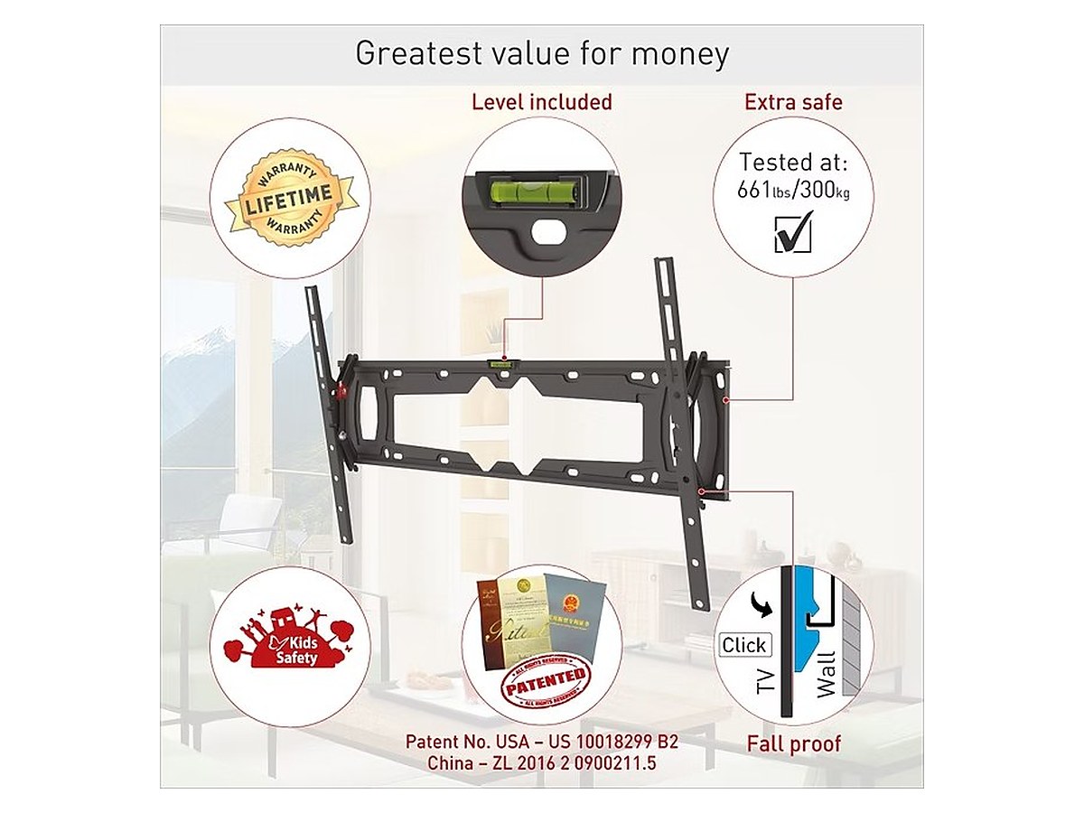 Barkan E410+ Tilt TV Wall Mount, view 3