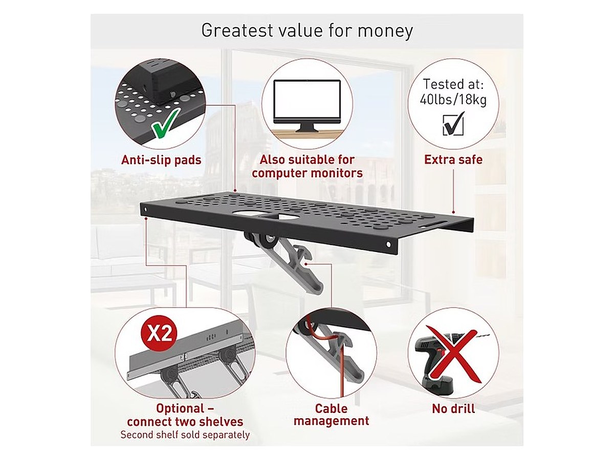 Barkan E812 TV & Monitor Top Shelf, view 4