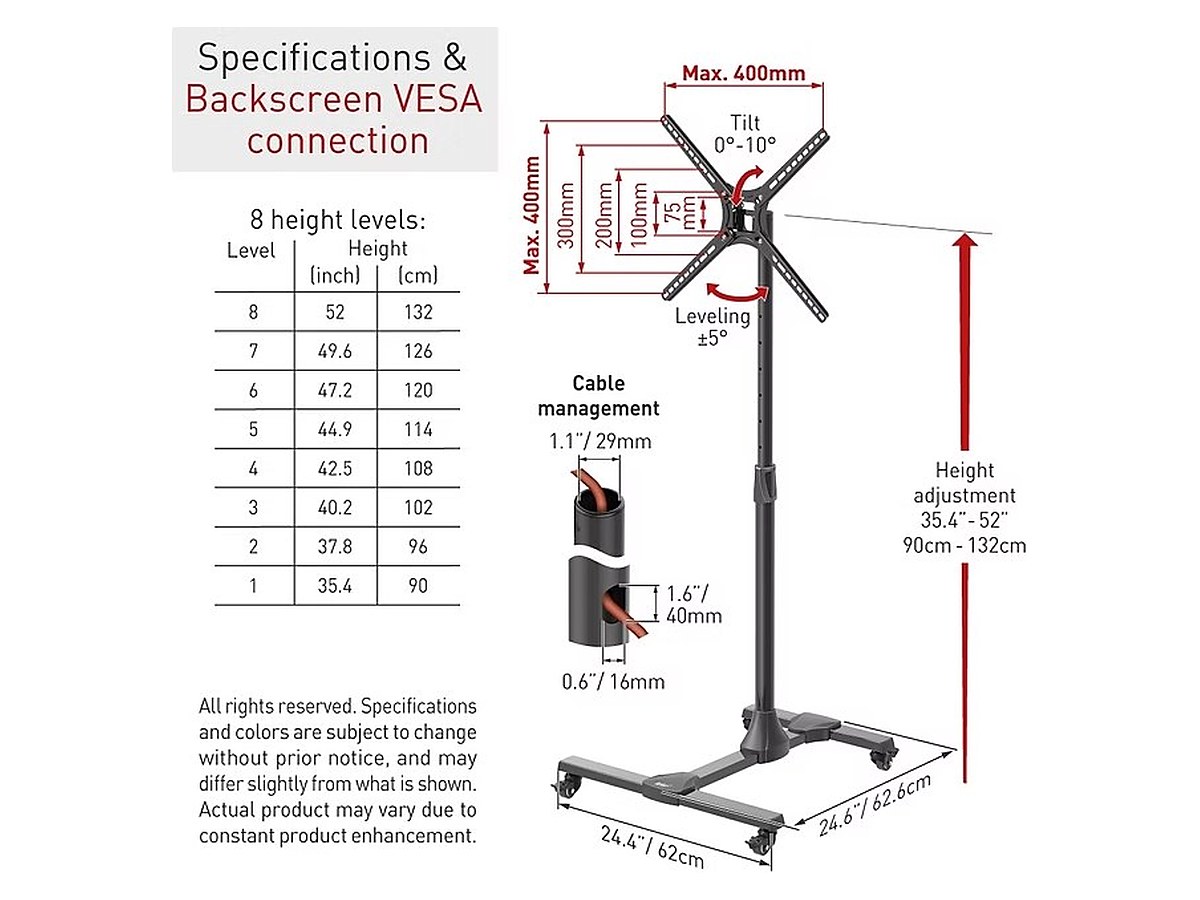 Barkan SW310H Mobile TV Cart, view 6