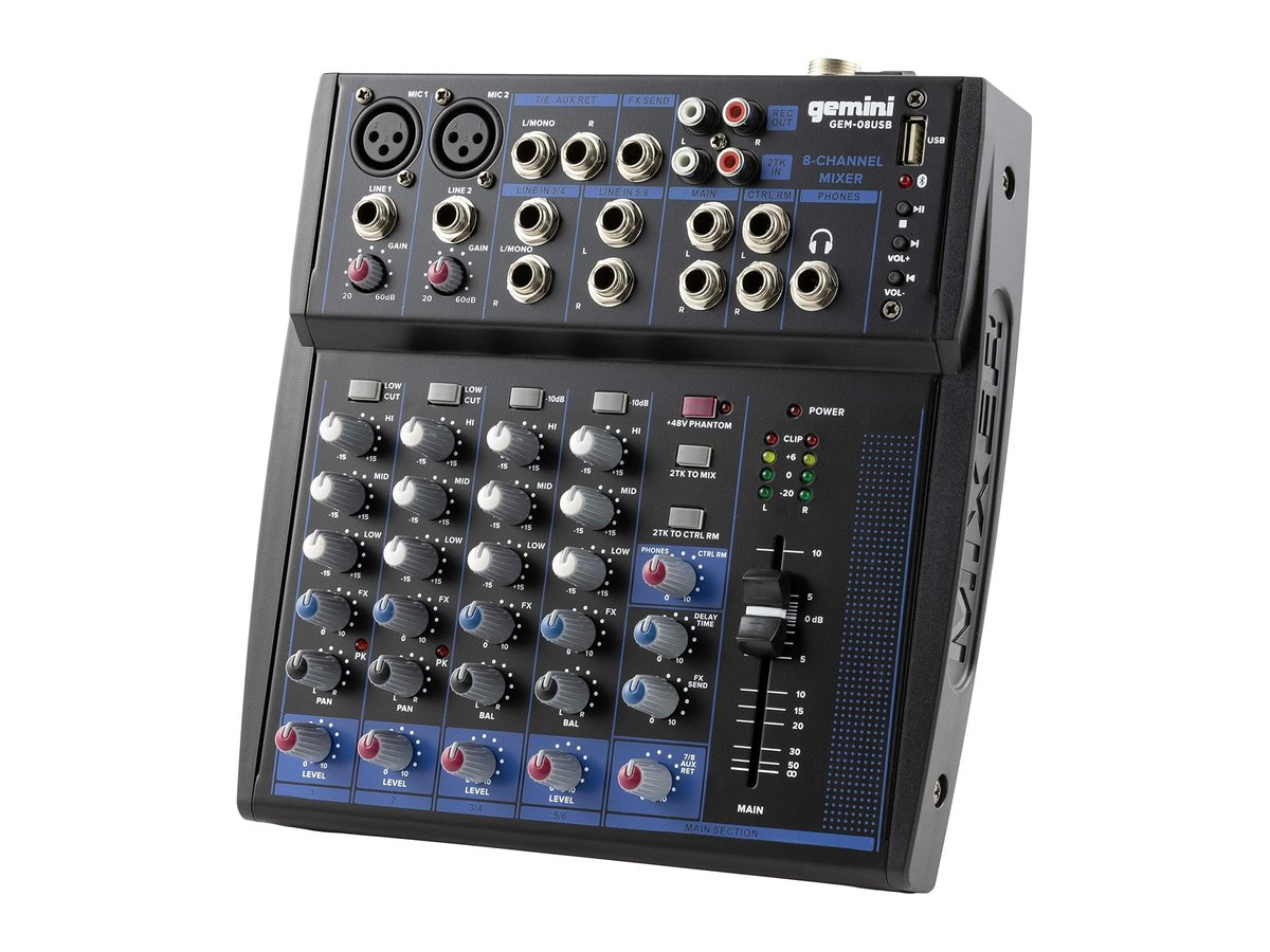 Gemini Sound GEM-08USB 8-Channel Bluetooth Mixer