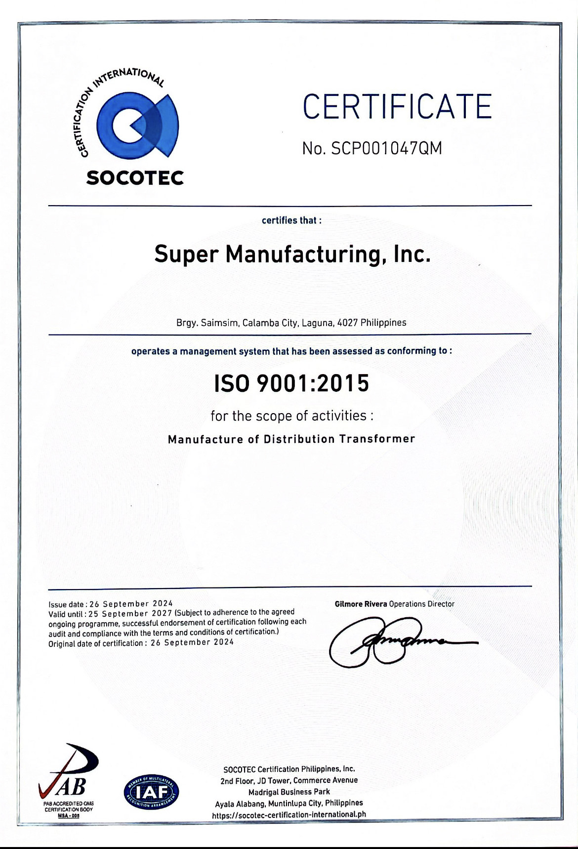 ISO Certification